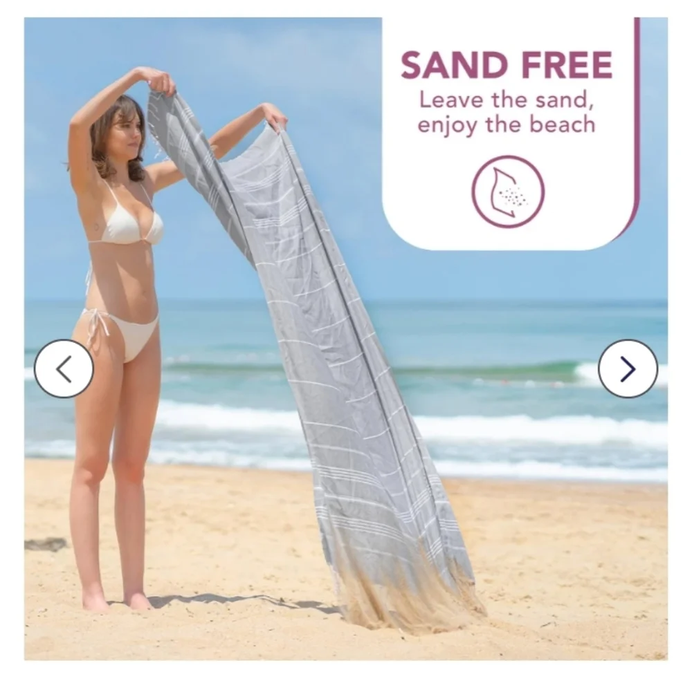 Turkish Beach Towel with‎ Tote Bag - Extra Large 39x71 Cotton Beach Towel